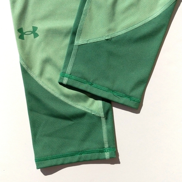 Under Armour Heatgear Fitted High Waisted Cropped Capri Workout Leggings Green S - Picture 11 of 11